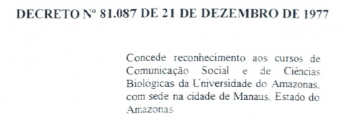 Reconhecimento da Habilitação de Relações Públicas do curso de Comunicação Social da UA pelo Poder Executivo